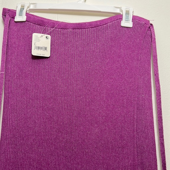 Free People (NWT) Pink Knit Faux Wrap Skirt w/straps - Sz Large - Picture 1 of 8